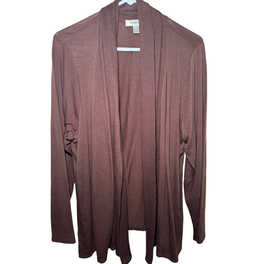 Dressbarn Women’s Open Front Cardigan Sweater Size 18/20 Brown Lightweight